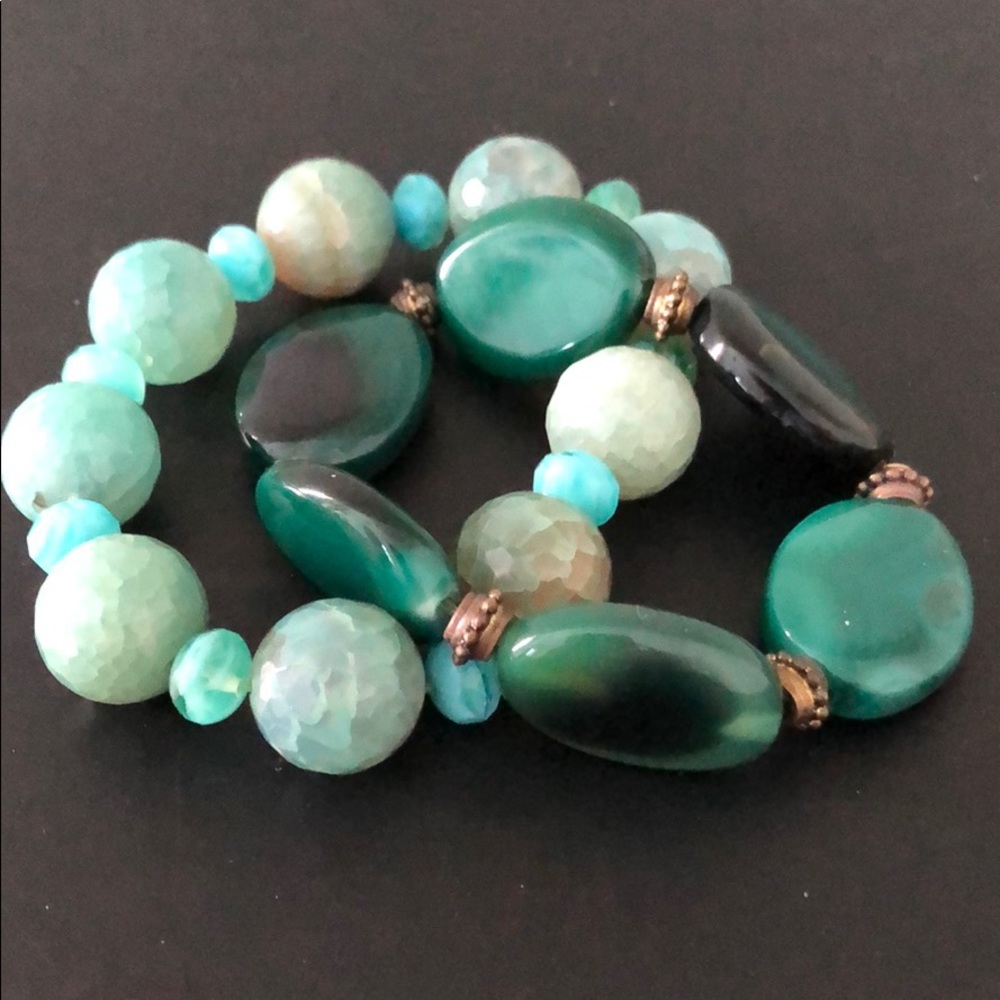 TURQUOISE &GREEN STONE BRACELETS